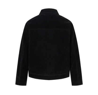Retro Y2K Spliced Suede Pilot Clip Jacket