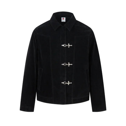 Retro Y2K Spliced Suede Pilot Clip Jacket