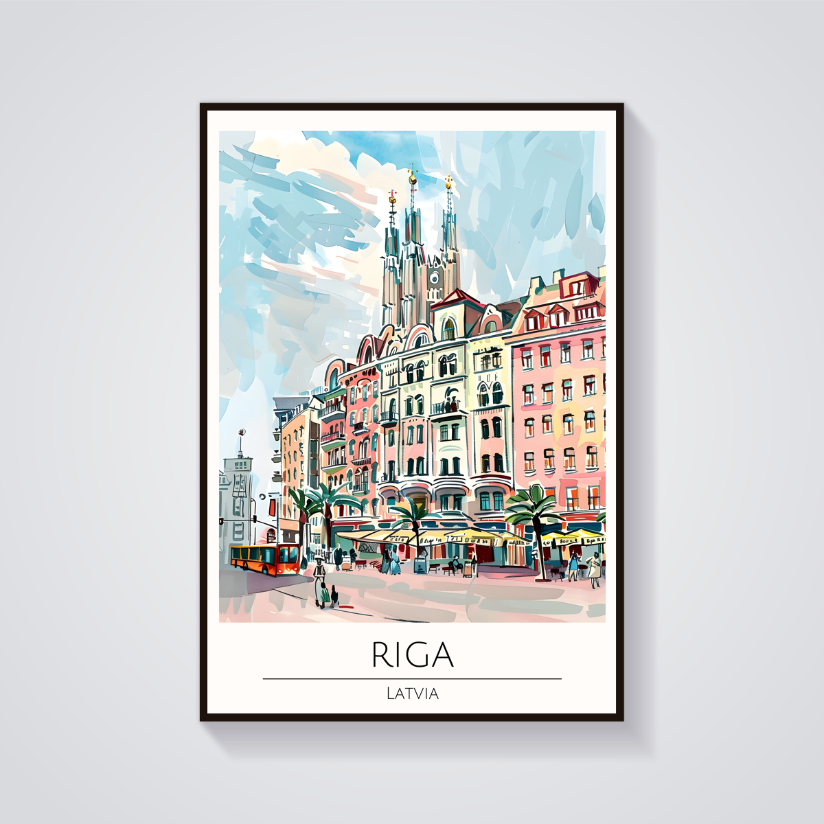 Riga Latvia Art Deco Poster