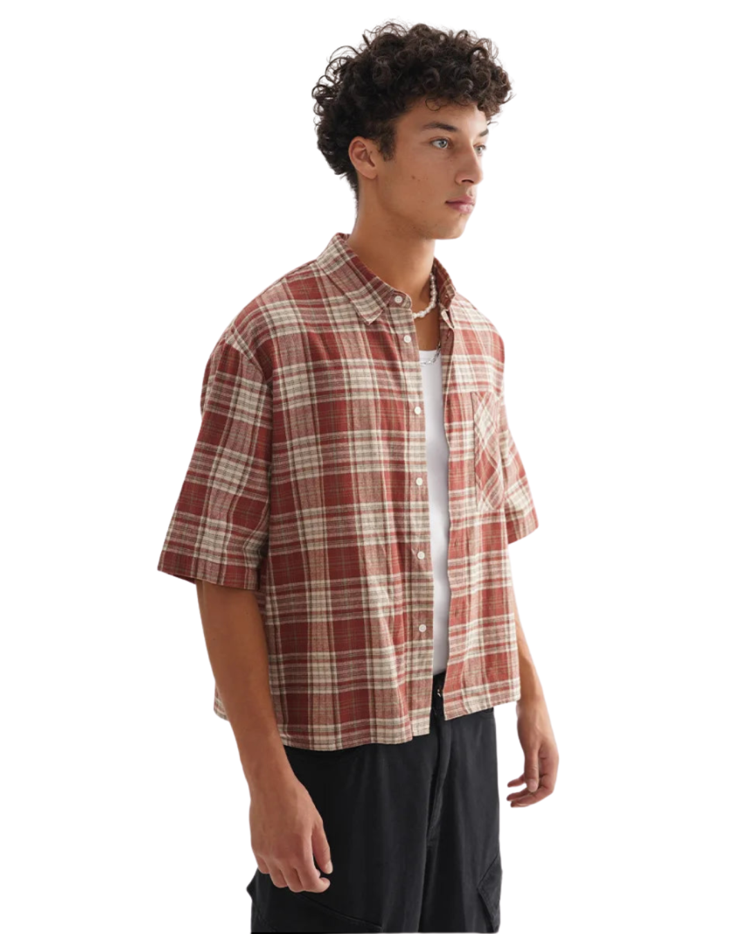 Short Plaid Y2K Work Shirt