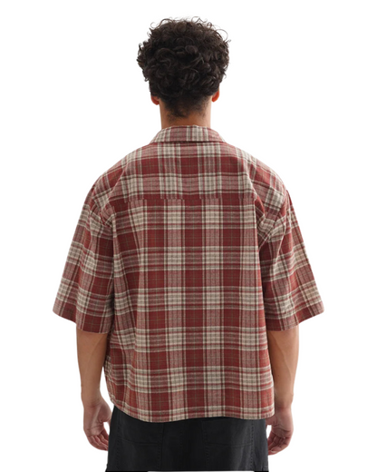 Short Plaid Y2K Work Shirt