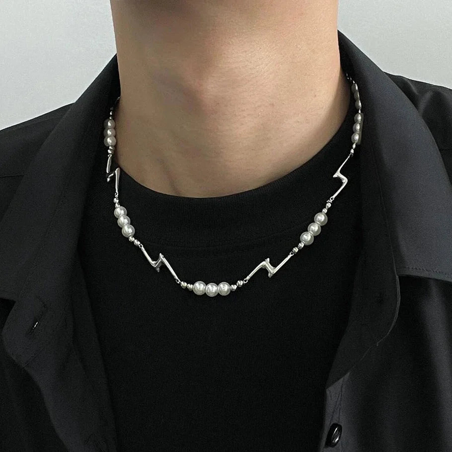 Splicing Lightning Imitation Pearl Necklace & Bracelet