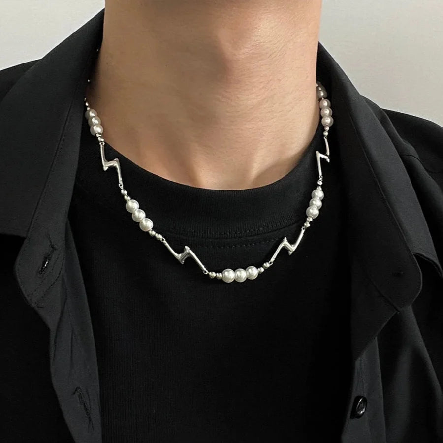 Splicing Lightning Imitation Pearl Necklace & Bracelet