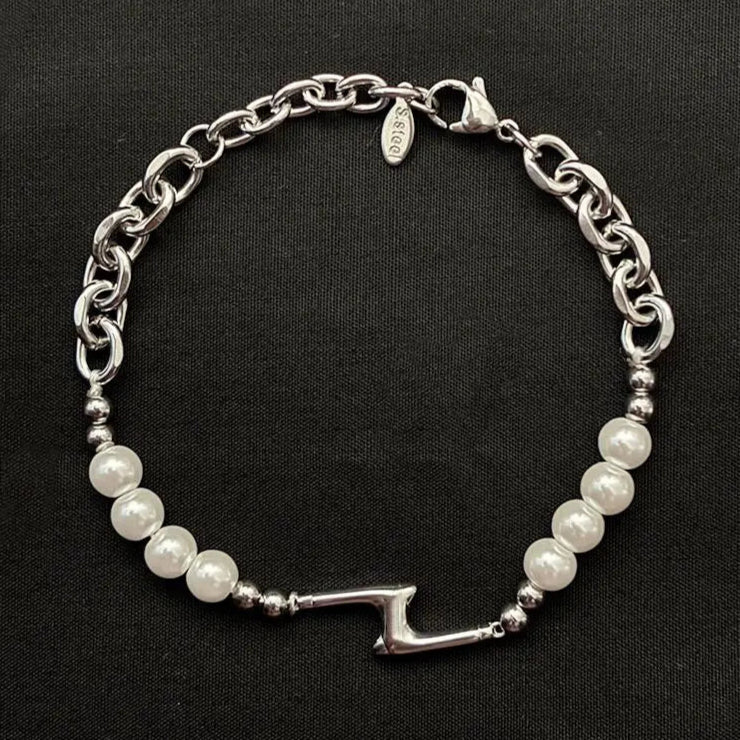 Splicing Lightning Imitation Pearl Necklace & Bracelet
