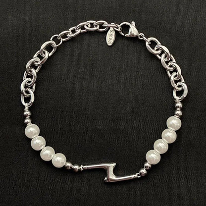 Splicing Lightning Imitation Pearl Necklace & Bracelet