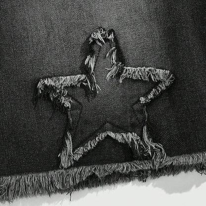 Star Embroidered Y2K Baggy Washed Shorts Jorts