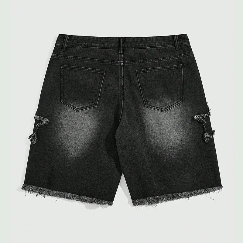 Star Embroidered Y2K Baggy Washed Shorts Jorts