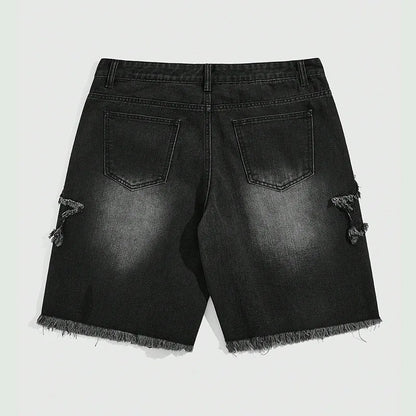Star Embroidered Y2K Baggy Washed Shorts Jorts