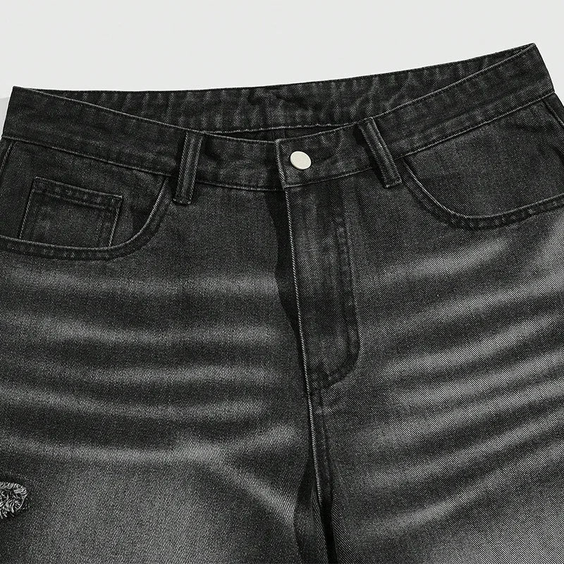 Star Embroidered Y2K Baggy Washed Shorts Jorts