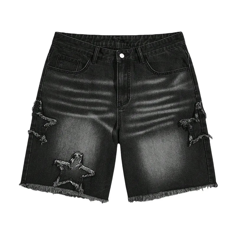 Star Embroidered Y2K Baggy Washed Shorts Jorts