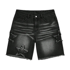 Star Embroidered Y2K Baggy Washed Shorts Jorts