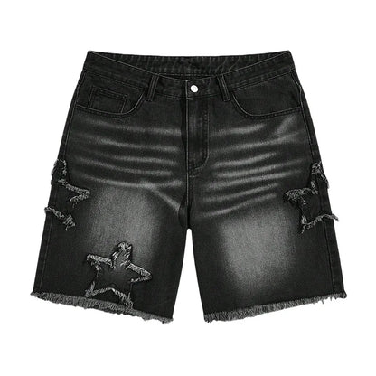 Star Embroidered Y2K Baggy Washed Shorts Jorts
