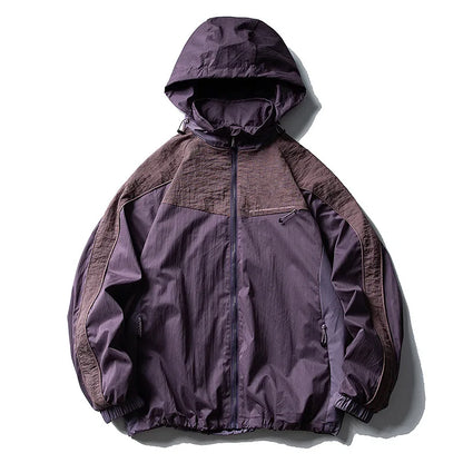 Unisex Y2K Baggy Outdoor Splice Design Hooded Waterproof Jacket Coat