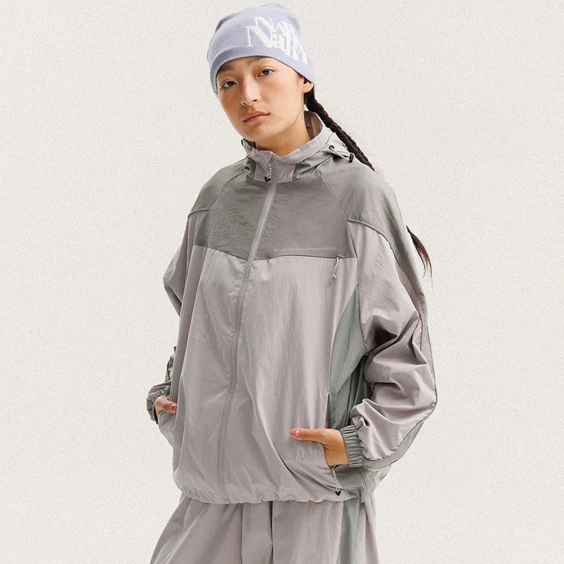 Unisex Y2K Baggy Outdoor Splice Design Hooded Waterproof Jacket Coat