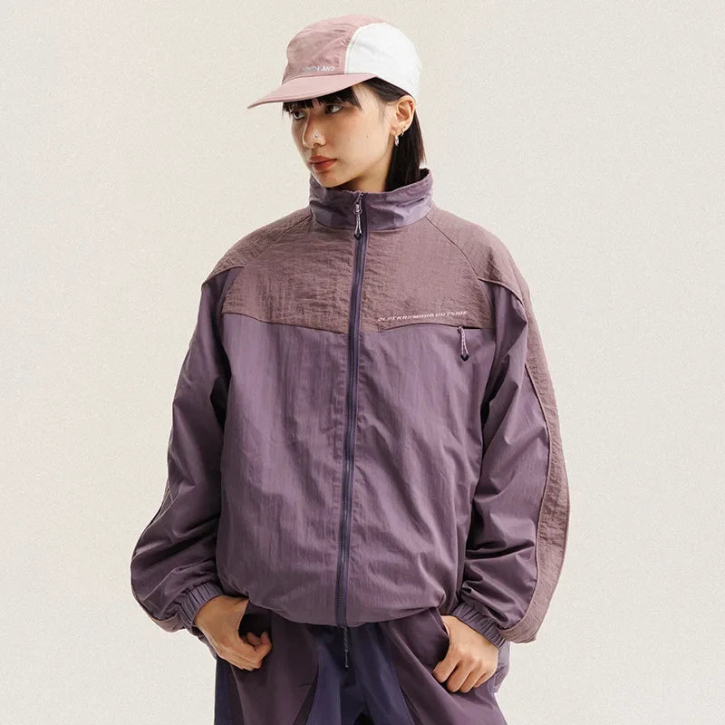 Unisex Y2K Baggy Outdoor Splice Design Hooded Waterproof Jacket Coat