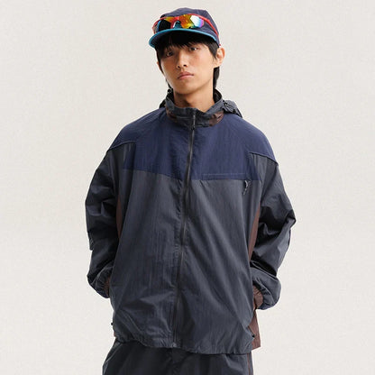 Unisex Y2K Baggy Outdoor Splice Design Hooded Waterproof Jacket Coat