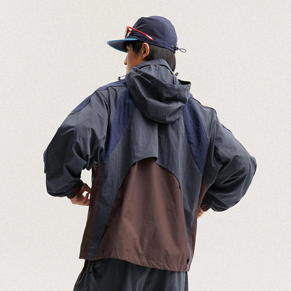 Unisex Y2K Baggy Outdoor Splice Design Hooded Waterproof Jacket Coat