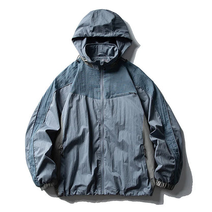 Unisex Y2K Baggy Outdoor Splice Design Hooded Waterproof Jacket Coat