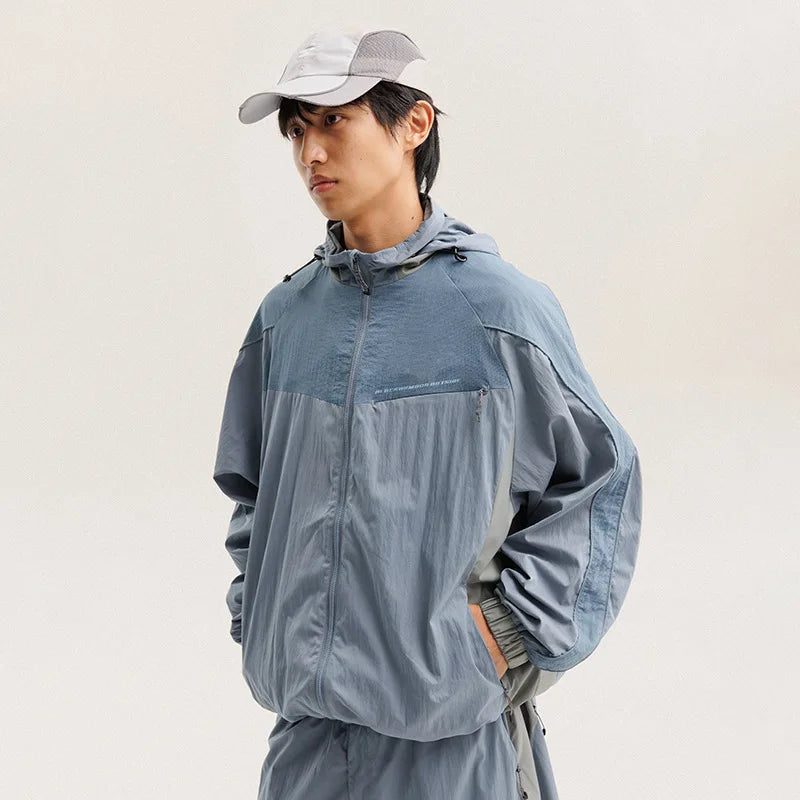 Unisex Y2K Baggy Outdoor Splice Design Hooded Waterproof Jacket Coat