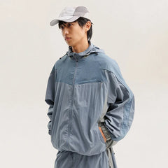Unisex Y2K Baggy Outdoor Splice Design Hooded Waterproof Jacket Coat