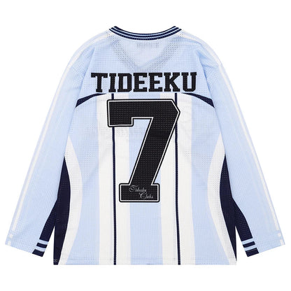 Vintage Mesh Striped Soccer Long Sleeve Jersey