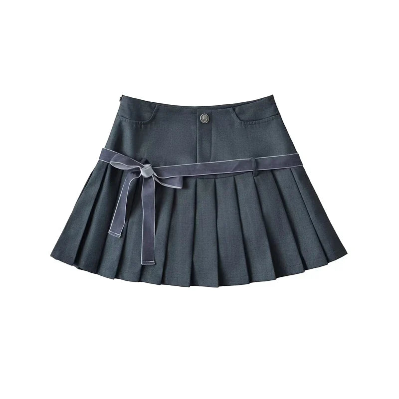 Vintage Preppy Y2K A Line Old Money Pleated Plaid Mini Skirt