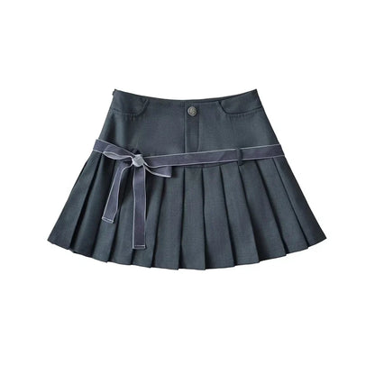 Vintage Preppy Y2K A Line Old Money Pleated Plaid Mini Skirt