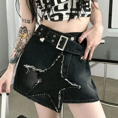 Vintage Star Y2K High Waist Denim Mini Skirt
