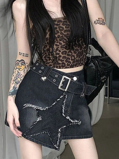 Vintage Star Y2K High Waist Denim Mini Skirt