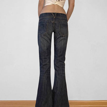 Vintage Y2K Retro Button Up Low Rise Denim Flared Jeans