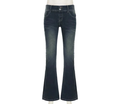 Vintage Y2K Retro Button Up Low Rise Denim Flared Jeans