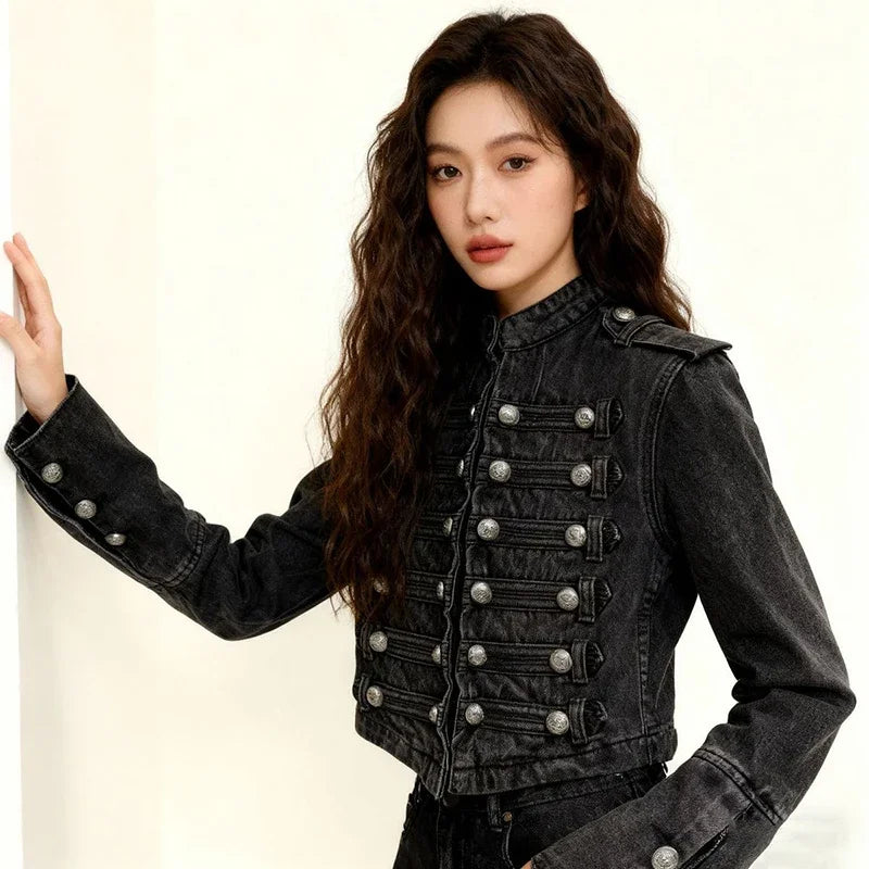 Vintage Y2K Slim Fit Crop Denim Coat Jacket