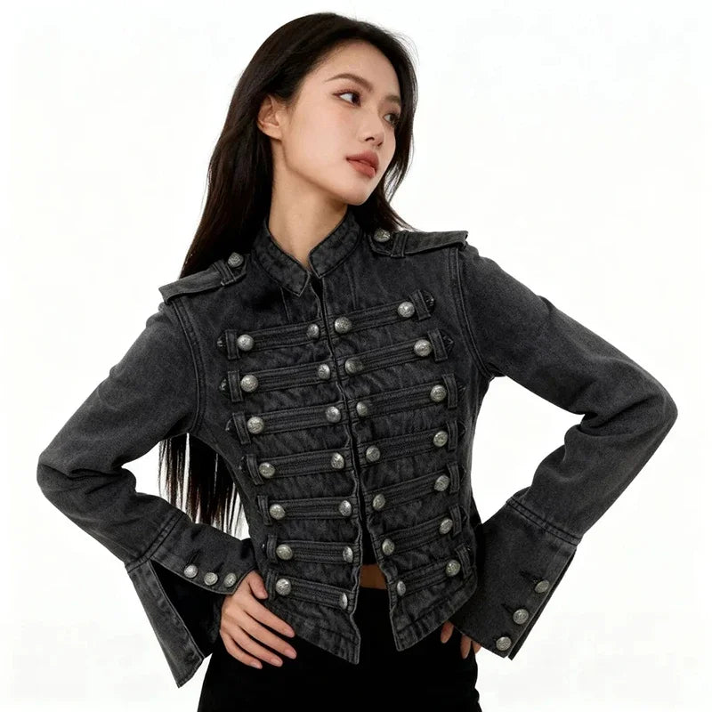 Vintage Y2K Slim Fit Crop Denim Coat Jacket