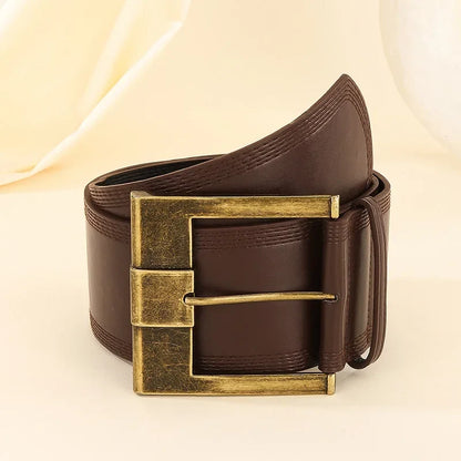 Vintage Y2K Ultra Wide Square Buckle Faux Leather Belt