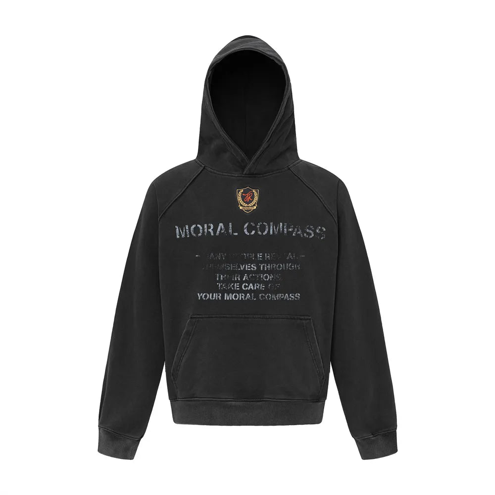 Washed Y2K Distressed Graphic Print Hoodie