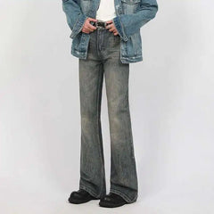 Washed Y2K Mens Slight Flare Denim Jeans
