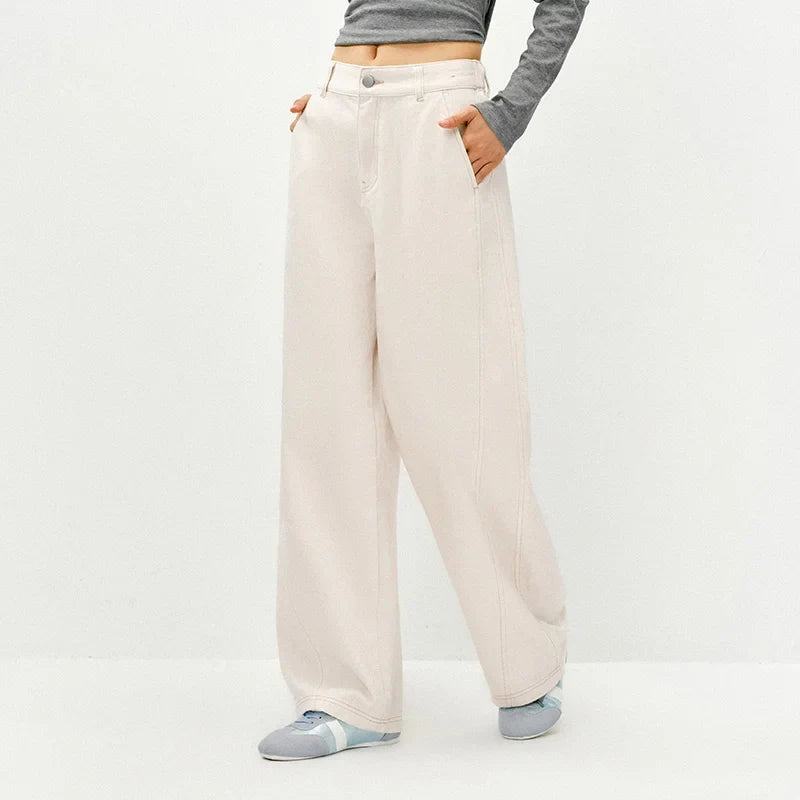 White Y2K Relaxed Straight Leg Jean