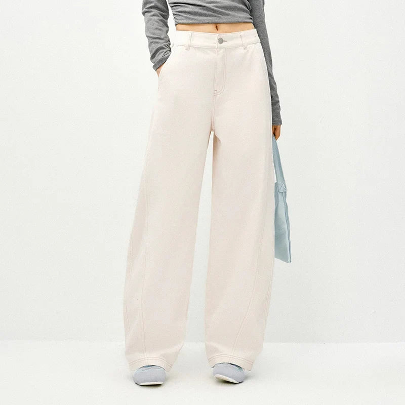 White Y2K Relaxed Straight Leg Jean