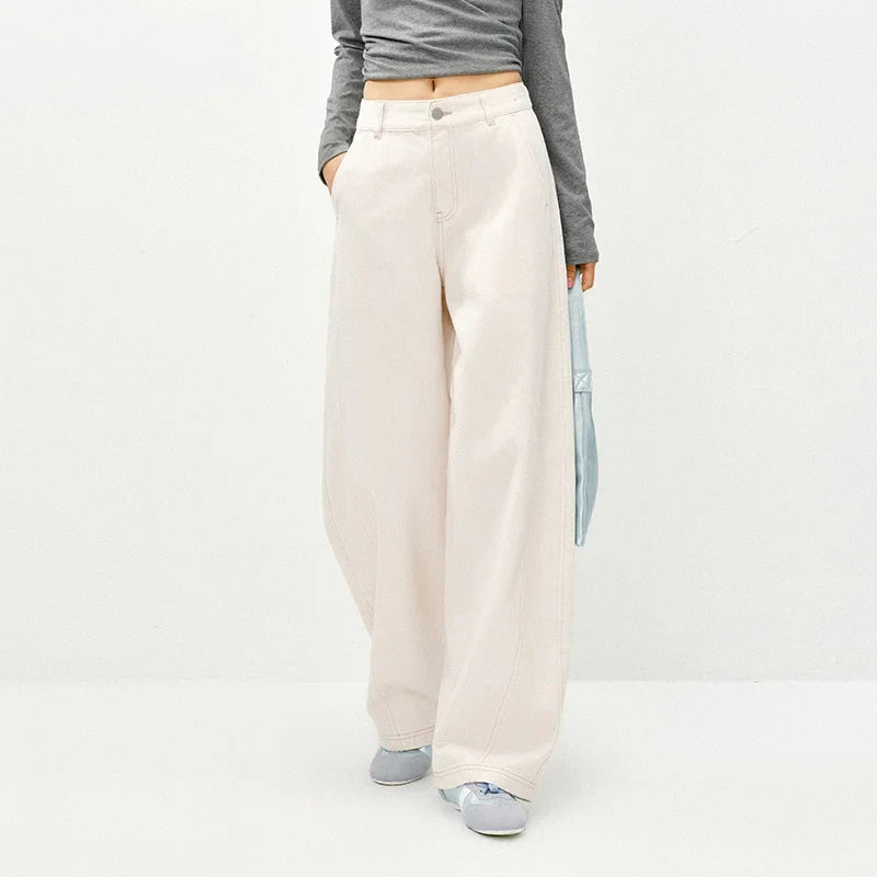 White Y2K Relaxed Straight Leg Jean