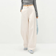 White Y2K Relaxed Straight Leg Jean