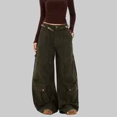 Wide Leg Y2K Baggy Womens Multi Pocket Cargo Jeans
