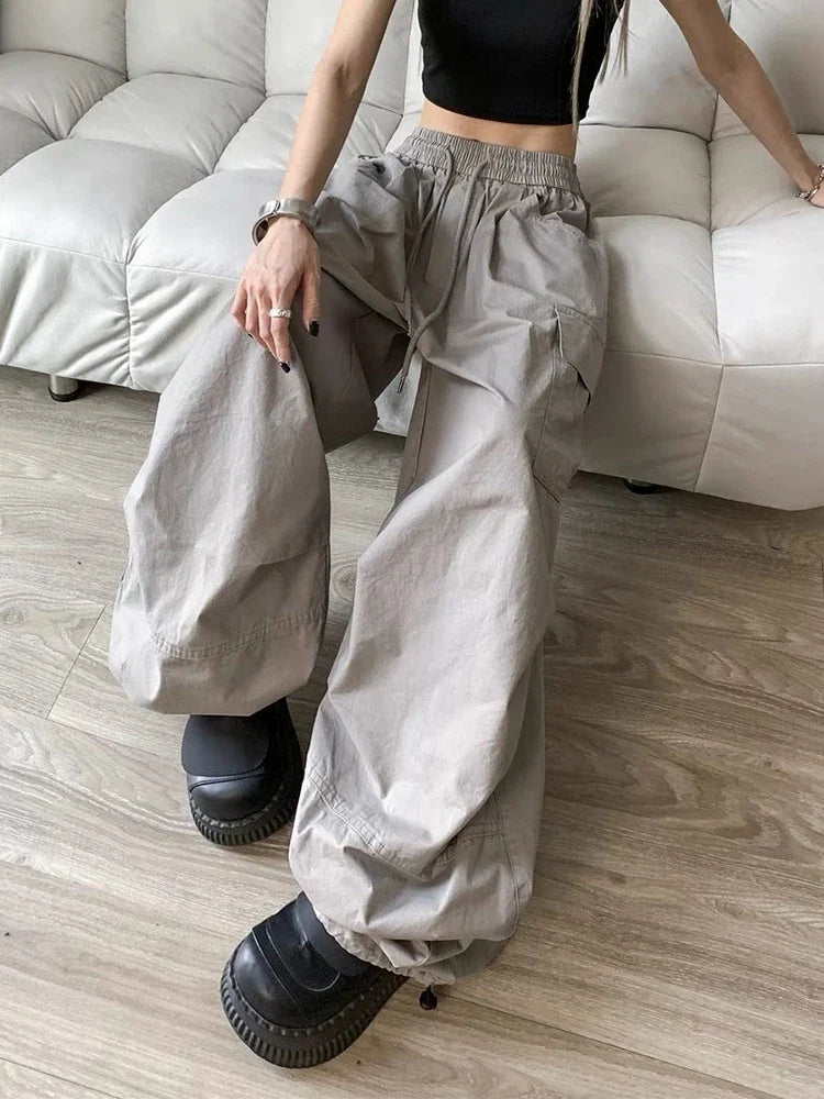 Wide Leg Y2K Parachute Trousers