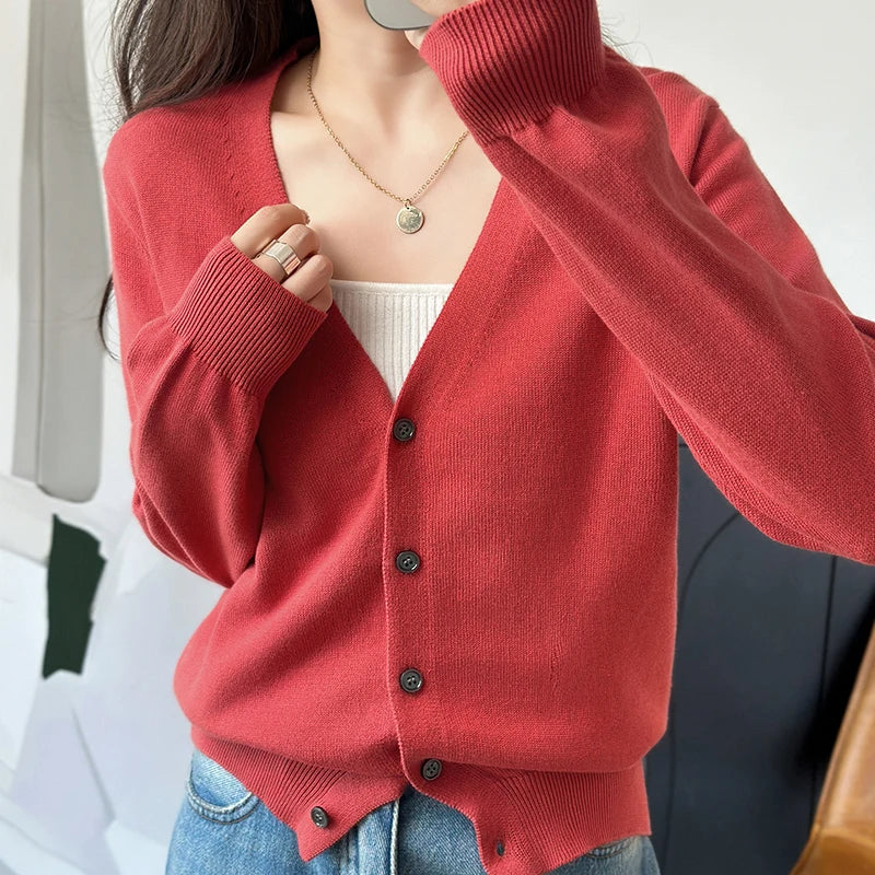 Womens V Neck Y2K Button Up Cardigan