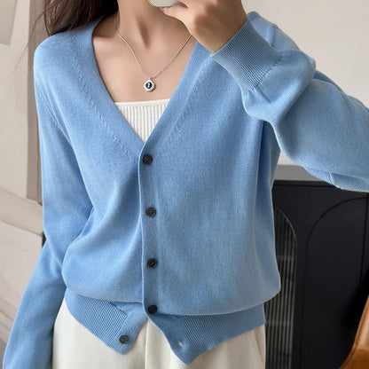 Womens V Neck Y2K Button Up Cardigan