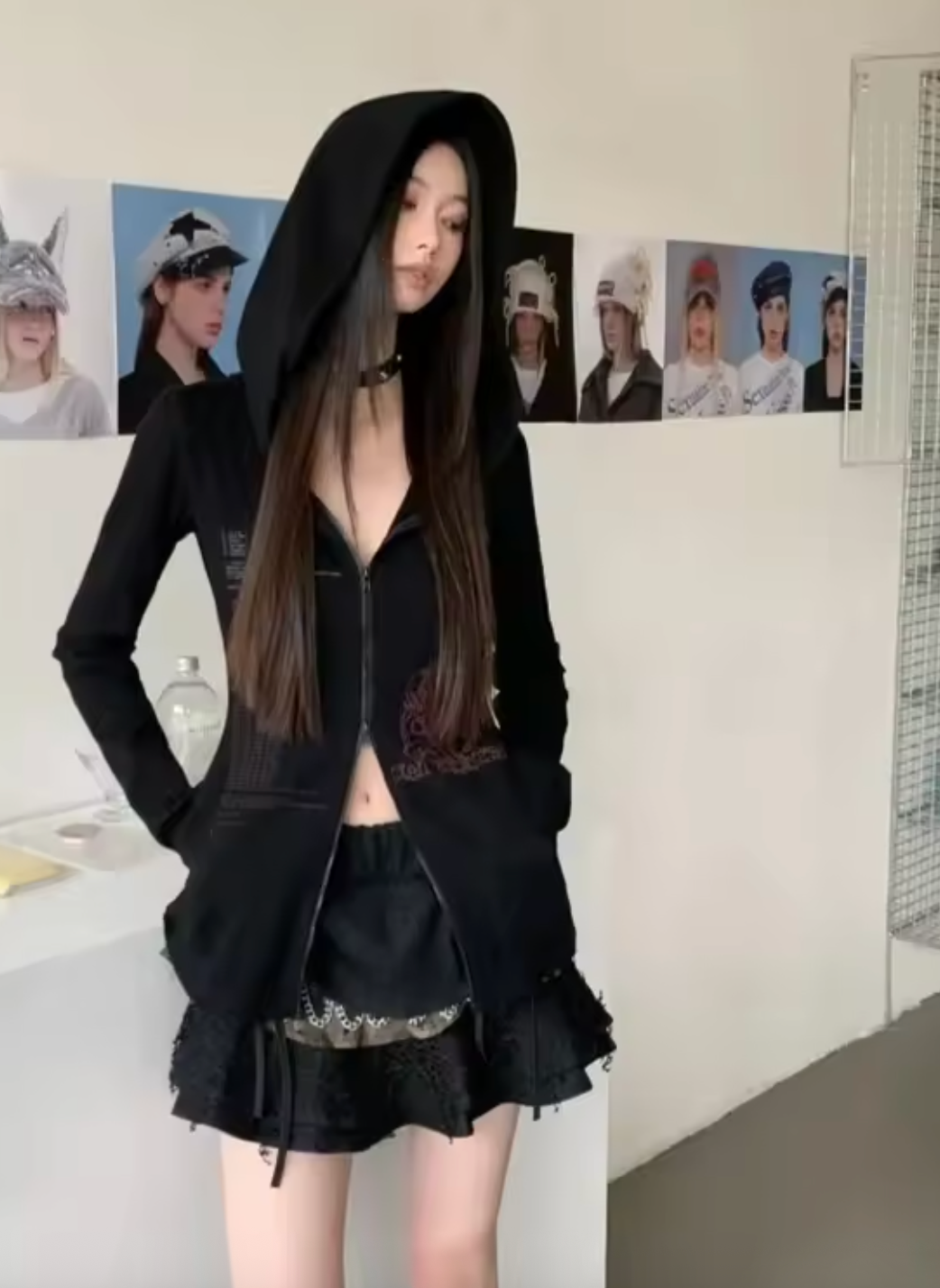 Womens Y2K Graphic Zip Up Hoodie