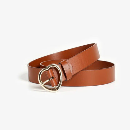 Womens Y2K Heart Buckle Leather Belt