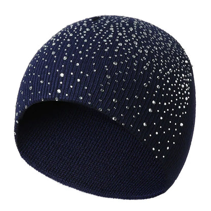 Womens Y2K Rhinestone Beanie