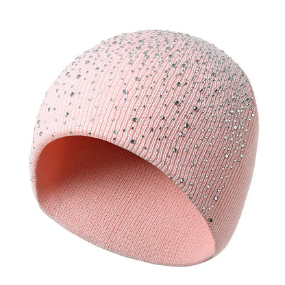 Womens Y2K Rhinestone Beanie