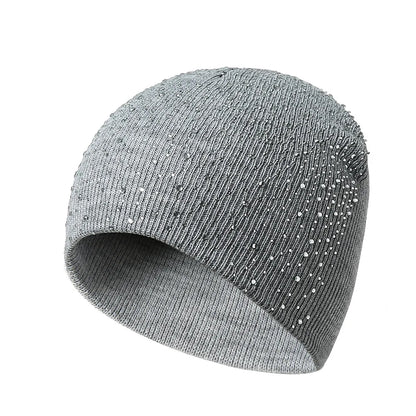Womens Y2K Rhinestone Beanie