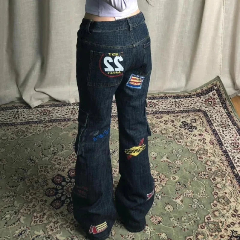 Y2K 22 Tour Team Graphic Cargo Boot Cut Jeans